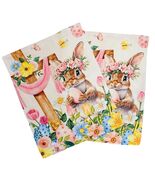 Easter Bunny Rabbit &amp; Cross Hand Towels 2 Pcs Spring Flowers 13.7x 28.7 ... - $13.28