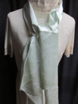 &quot;LARGE MINT GREEN PAISLEY DESIGN ON WHITE -SCARF OR BELT&quot; - DENNIS BASSO... - £7.02 GBP