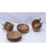 Melamine Brown 8 Cups 8 Bread Plates 5 Bowls  Lot of 21 - $616.68 MXN
