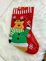 NWT Xmas House Stocking 16 x 8.5&quot; Reindeer  CUTE - $4.95
