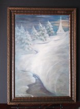 Snow Painting &quot;The Valley and the Spires&quot; Oil on Masonite by Esther Flint Carter - £184.61 GBP