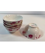 Cheng’s White Jade Porcelain Red Roses Pattern 4.5” D Soup Bowl Set of 5 - $75.39 CAD