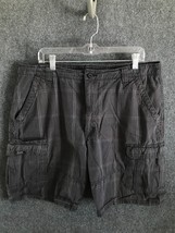 Wrangler Cargo Shorts Men&#39;s Size 38 Dark Gray Striped8.5 Inch Inseam Lightweight - £9.41 GBP