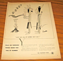 1953 Print Ad Bell Telephone System Indian Braves Cartoon - £11.08 GBP