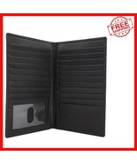 Elegant Black RFID Blocking Leather Wallet for Men - 20 Slots &amp; ID Window - $46.37 CAD