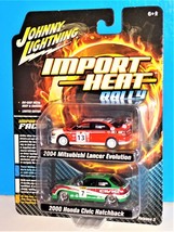 Johnny Lightning Import Heat 2 Pack 2004 Lancer Evolution 2000 Civic Hatchback - £9.36 GBP