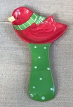 Pier 1 Holiday Cardinal Spoon Rest Polka Dot Handle Whimsical Christmas Festive - £7.12 GBP