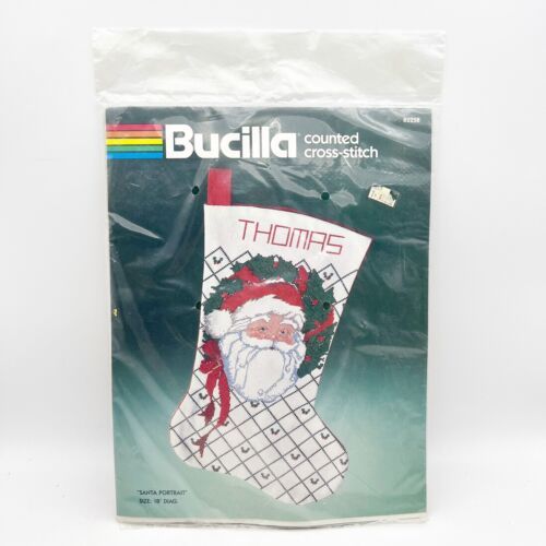 Primary image for Busilla counted cross-stitch Christmas Santa portrait  #82258 -Sealed Vintage 