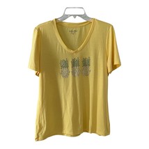 Casey &amp; Key Women’s XL Yellow Rhinestone Pineapple T-Shirt - $14.40