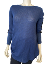 Soft Surroundings Blue Waffle Knit Boat Neck 3/4 Sleeve T Shirt Size M - £14.93 GBP