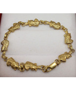 Egyptian Queen Cleopatra Bracelet Stamped 18K Yellow Gold Pharaonic 7.5&quot;... - £1,042.47 GBP