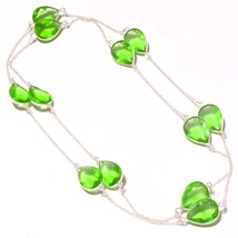 Green Amethyst Pear Shape Handmade Fashion Ethnic Necklace Jewelry 36&quot; SA 6657 - £4.78 GBP