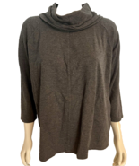 Pure Jill Dark Gray 3/4 Sleeve Cowl Neck Knit Top Size 2X - $28.49