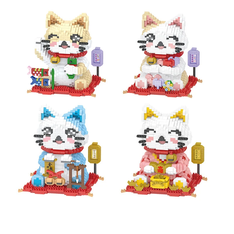 Diamond Particle Building Block Toys DIY Street View Series Lucky Cat Decoration - £19.25 GBP+