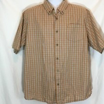 Wrangler Mens Sz L Button Up Shirt Plaid Caramel Black White RN 190273 CA 55394 - £9.61 GBP