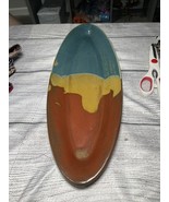 Pottery Long Oval Dish Signed - $40.00