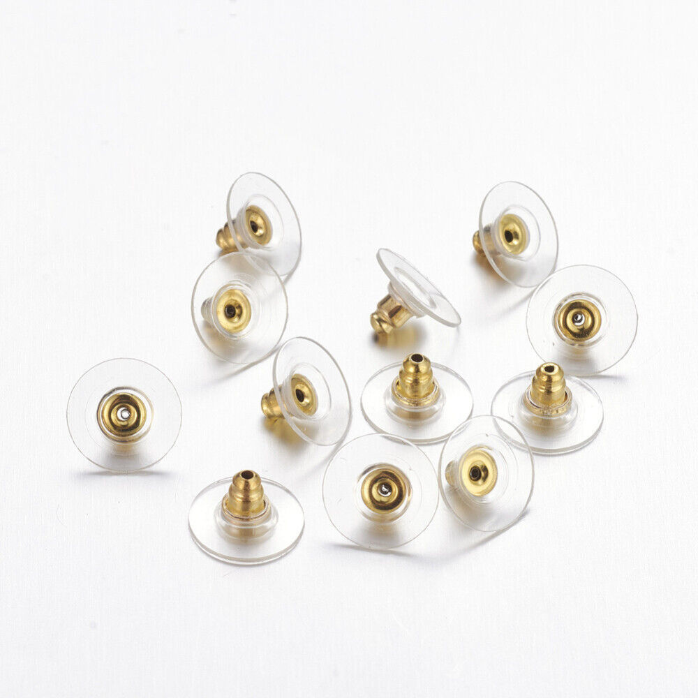 10 Bullet Clutch Earring Backs Ear Pads Clear Findings 12mm Safety Stopp... - $4.15