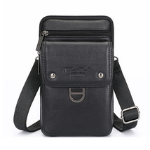 Leather Waist Bag Men Waist Pack Multifunction Fanny Pack Belt Bags For Male Cro - £43.41 GBP