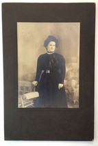 Antique Photo on Board of Lovely Lady Woman Big Hair Cinched Waist - £15.84 GBP