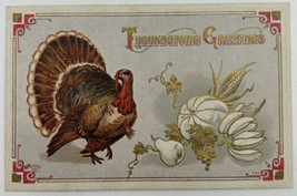 Thanksgiving Greetings Vintage Embossed Gold Detail Postcard PC366 - £10.38 GBP