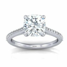 3.50CT Cushion Cut Forever One Moissanite White Gold Ring With Diamonds - £1,659.78 GBP