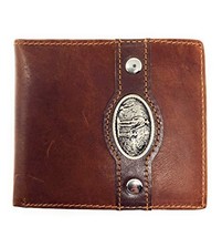 Western Genuine Leather Mens Metal Concho Cowboy Family Bifold Short Wal... - £21.23 GBP