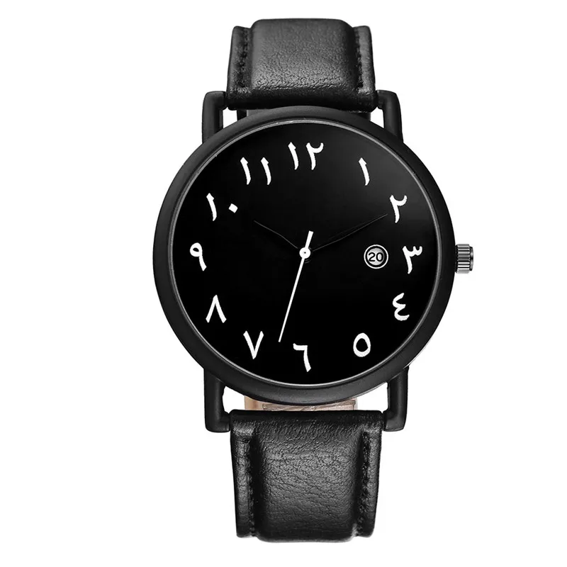 Mens Watches Luxury Brand Leather Wrist Watch for Men Arabic Numerals Da... - $15.76