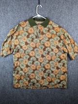 90s Chiamare Mens Unique Short Sleeve Shirt Green Gold shells Size L - $38.69