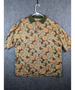 90s Chiamare Mens Unique Short Sleeve Shirt Green Gold shells Size L - £30.42 GBP