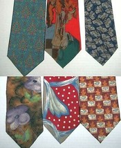 6 Silk Neck Ties Ermenegildo Zegna Flowers Plants Leaves Smithsonian - £19.45 GBP