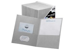 FILE-EZ Two-Pocket Folders, Gray, 125-Pack, Textured Paper, Letter Size EZ-3243 - £76.28 GBP