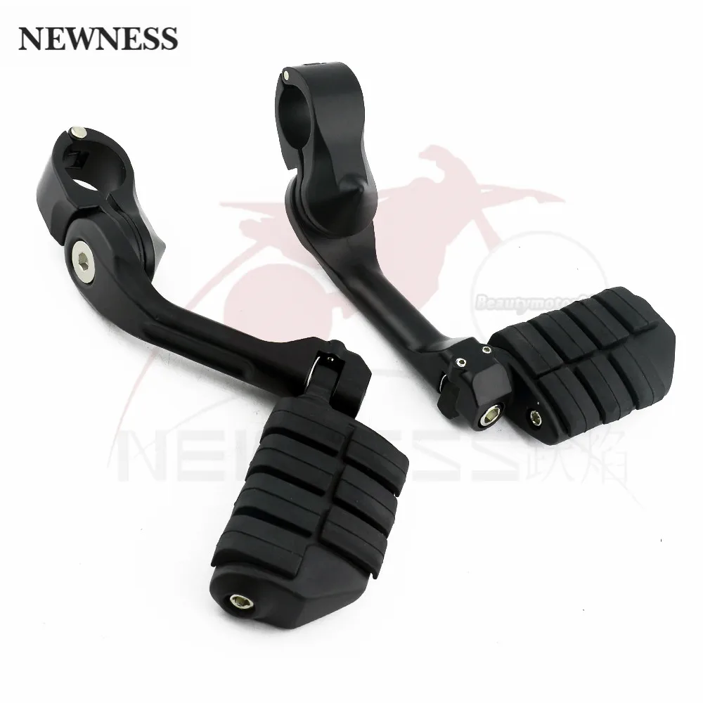 Motorcycle 1 1 4 highway engine guard matte black foot pegs mount for harley dyna fat thumb200
