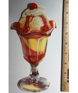CHERRY SUNDAE vintage 8-1/2&quot; unused die-cut paper store advertising deco... - $13.56 CAD