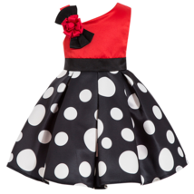 Kids Skirts Toddlers Polka Dot Girls One Off Shoulder Dress for 2-8 Years - £15.88 GBP