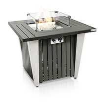 Serenelife Outdoor Gas Fire Pit Table  50,000 BTU Square Gas Fire, Stain... - $936.82