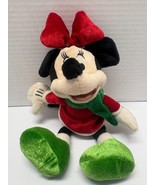 Minnie Mouse Red Dress Green Scarf Christmas Holiday Plush Disney 8&quot; - $9.90