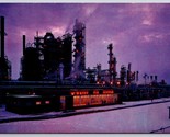 Imperial Oil Refinery Night Dartmouth Nova Scotia Canada Chrome Postcard... - $12.82