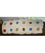 Handmade Granny Square Afghan Throw Blanket Hand Crochet 3D Flowers 51&quot; ... - $93.96 CAD