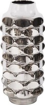 Vase HOWARD ELLIOTT Cylindrical Medium Tall Hammered Metallic Silver Nickle - £143.08 GBP