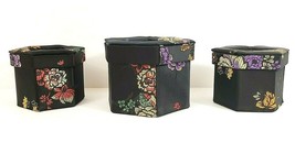 Black Satin Boxes Set Of 3 Lined Boxes Gift Trinket - £13.95 GBP