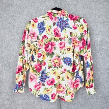 VTG Liz Wear Shirt Women Petite Small Bright Floral Print Long Sleeve Bu... - £10.70 GBP