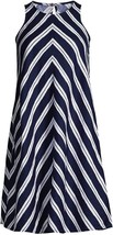 Lands End Sleeveless Swing Linen Dress Size: Small Tall New Ship Free Navy White - £69.51 GBP