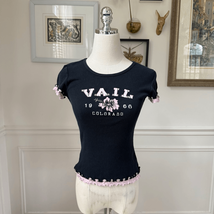 Vintage Y2K Kavio! Vail Colorado Baby Babydoll Tee Cropped S - $16.56