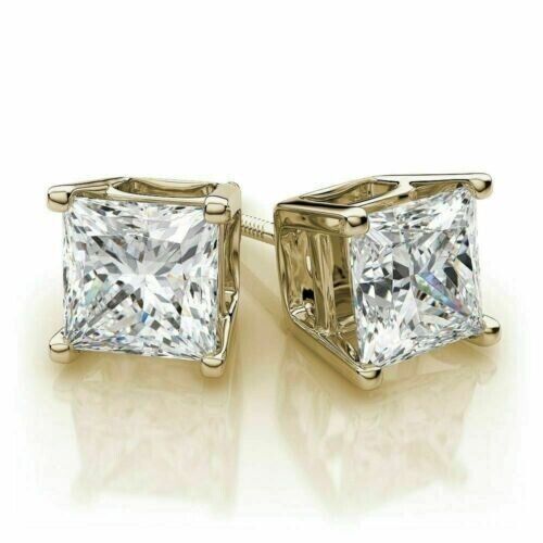 4Ct Finto Diamante Taglio Princess Bottone Orecchini IN 14K Placcato Oro... - $26.23