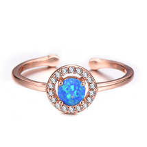 Blue Opal &amp; 18K Rose Gold-Plated Halo Open Ring - £11.17 GBP