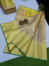 Shiny Kanchipuram Tissue Silk Saree || Zari Border silk sarees || Rich Pallu Wed - £50.79 GBP