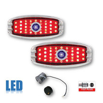 41 42 43 44 45-48 Chevy LED Tail Light Lens &amp; Blue Dot w/ Chrome Bezel &amp; Flasher - £97.59 GBP