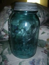 Vintage Ball Blue Quart Perfect Mason Jar with Zinc Lid - £15.14 GBP
