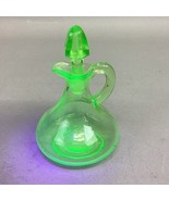 Vintage Uranium Glass Green Cruet Bottle w/ Stopper - £37.23 GBP