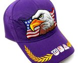 Bald Eagle United States Flag Logo Solid Purple Curved Bill Adjustable Hat - $12.69